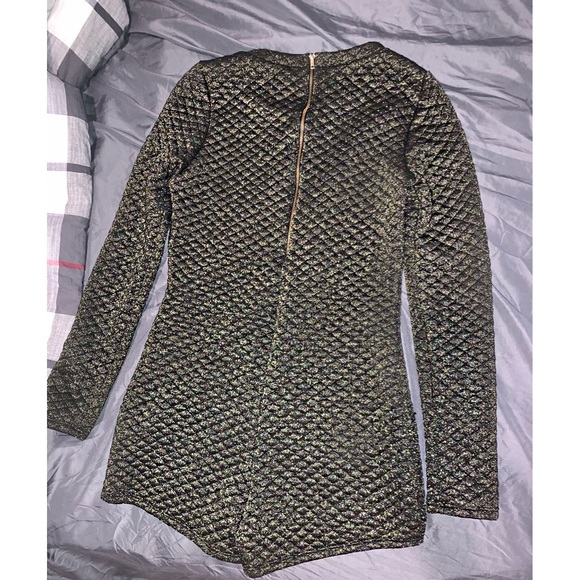 Shiny olive green short jumpsuit - Picture 3 of 3